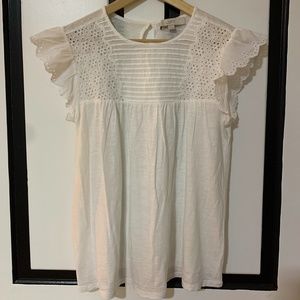 LOFT // SHORT SLEEVE WHITE BLOUSE SZ SMALL